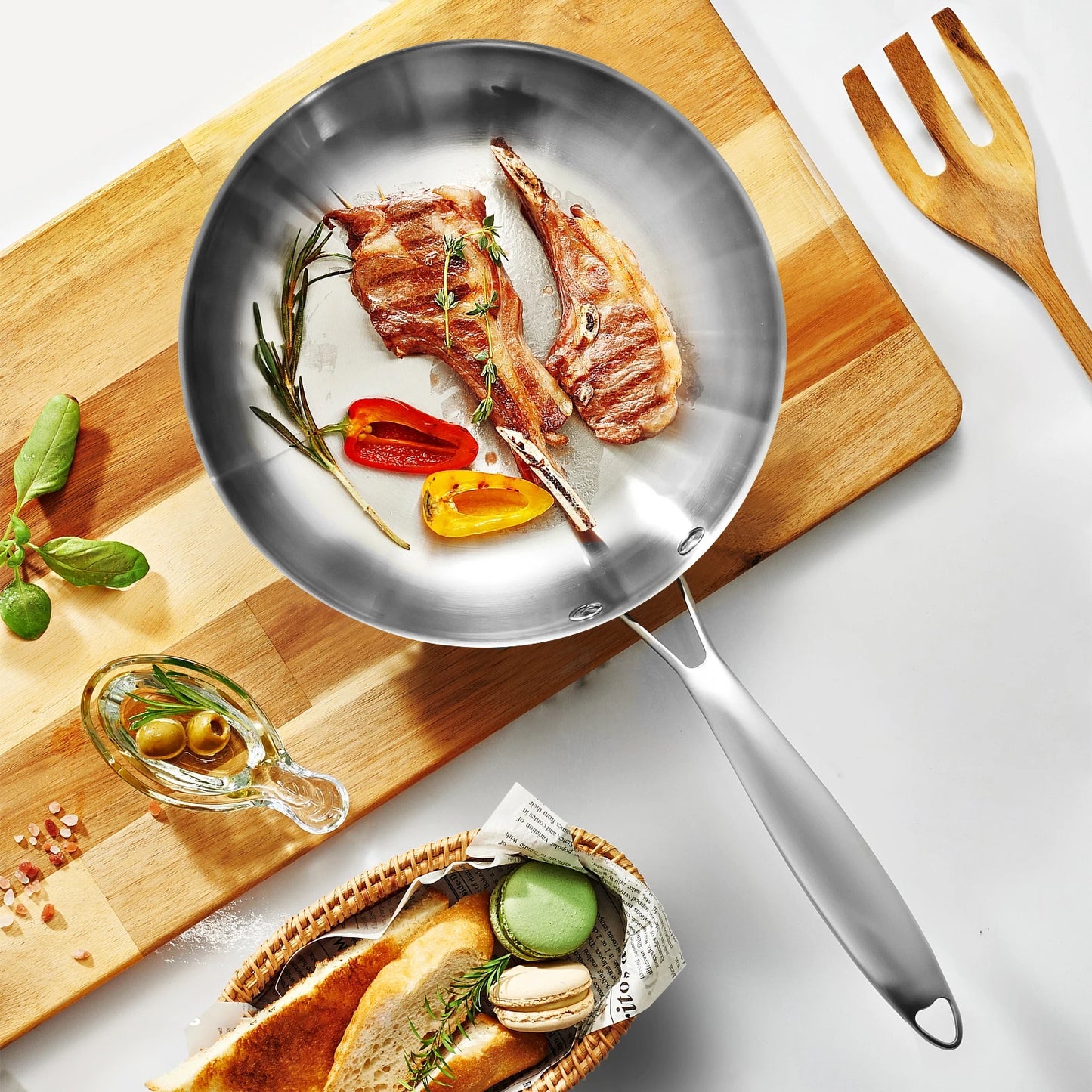 304 Stainless Steel Frying Pan – Nonstick Skillet, Uncoated Cookware for Gas & Induction Stoves, Steak & Everyday Cooking Pot