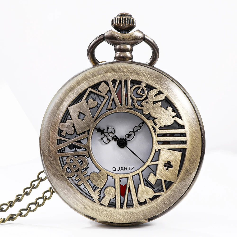 Vintage Bronze Pocket Watch™ – “WonderTime” Alice-Inspired Pocket Fob Necklace