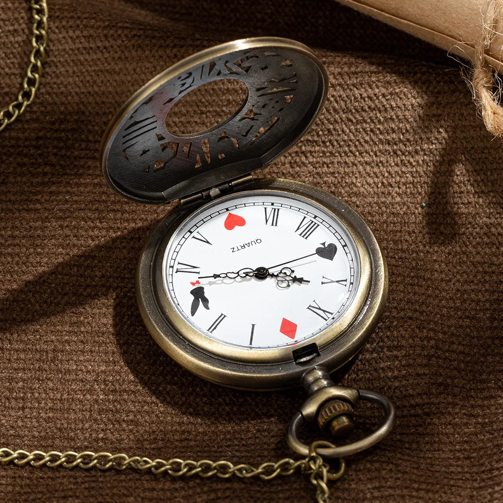 Vintage Bronze Pocket Watch™ – “WonderTime” Alice-Inspired Pocket Fob Necklace