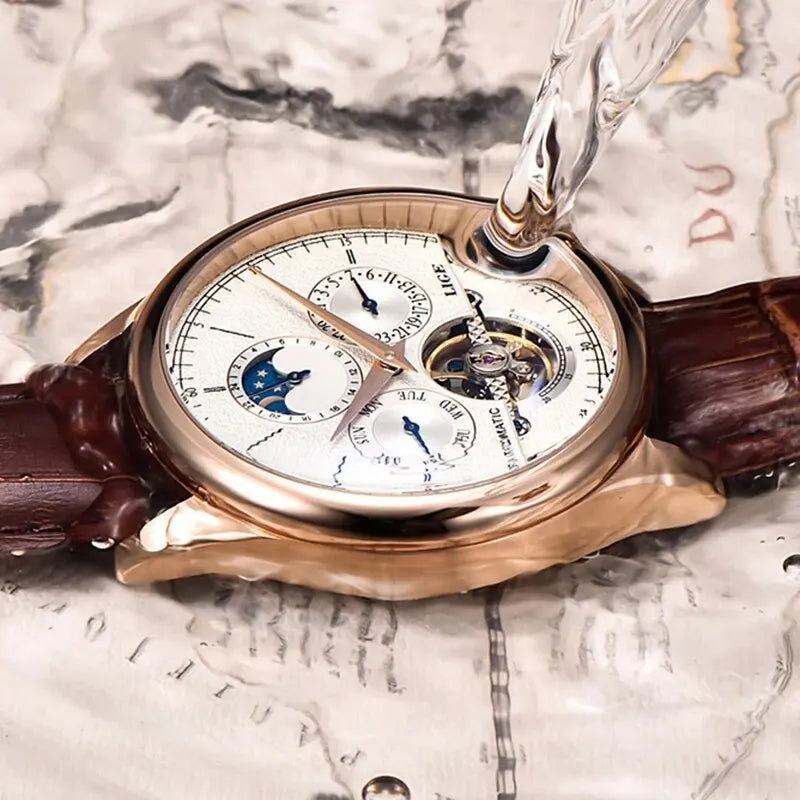 ChronoGuard™ Tourbillon Automatic Leather Strap Watch