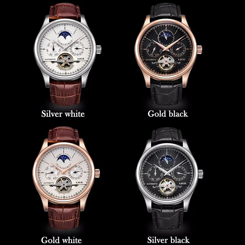 ChronoGuard™ Tourbillon Automatic Leather Strap Watch