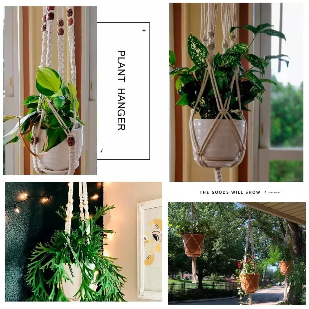 Handmade Boho Macrame Plant Hanger – Wall Hanging Basket Planter for Indoor & Outdoor Flower Pot Décor