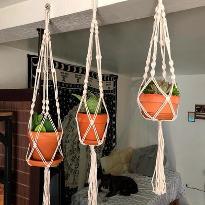 Handmade Boho Macrame Plant Hanger – Wall Hanging Basket Planter for Indoor & Outdoor Flower Pot Décor