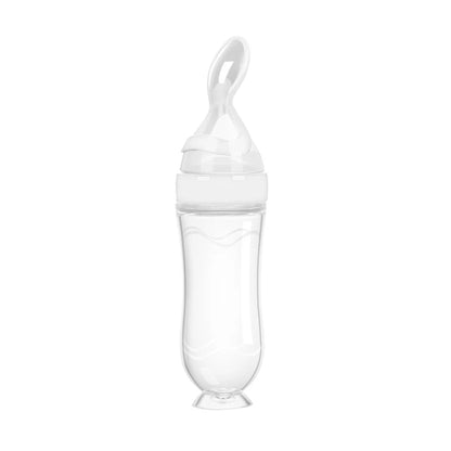 Silicone Squeeze Baby Food Feeder Bottle with Spoon