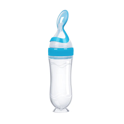 Silicone Squeeze Baby Food Feeder Bottle with Spoon