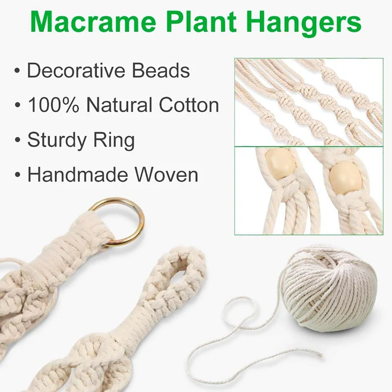 Handmade Boho Macrame Plant Hanger – Wall Hanging Basket Planter for Indoor & Outdoor Flower Pot Décor