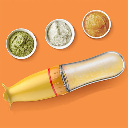 Silicone Squeeze Baby Food Feeder Bottle with Spoon