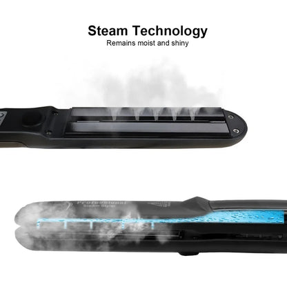 Steam Hair Straightener – Ceramic Vapor Flat Iron with Argan Oil Treatment for Smooth, Frizz-Free Hair