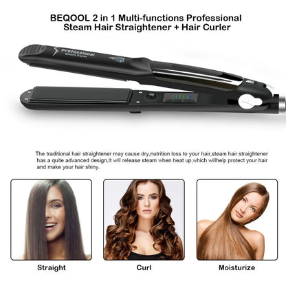 Steam Hair Straightener – Ceramic Vapor Flat Iron with Argan Oil Treatment for Smooth, Frizz-Free Hair