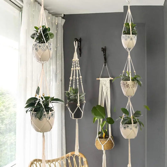 Handmade Boho Macrame Plant Hanger – Wall Hanging Basket Planter for Indoor & Outdoor Flower Pot Décor