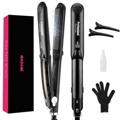 Steam Hair Straightener – Ceramic Vapor Flat Iron with Argan Oil Treatment for Smooth, Frizz-Free Hair