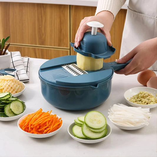 9 in 1 Vegetable Cutter – Multi-Functional Manual Potato Slicer, Shredder & Grater Kitchen Tool