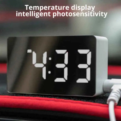 LED Mirror Alarm Clock – Digital USB Desktop Table Clock with Snooze, Night Light & Time Display, Modern Home Decor