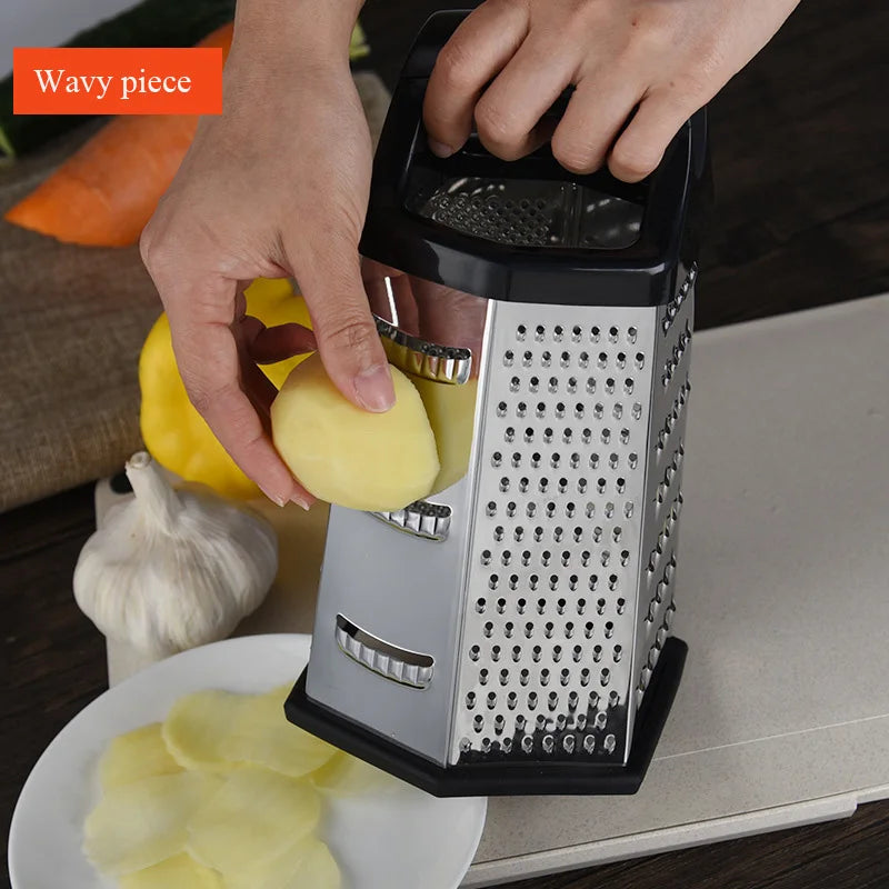 Stainless Steel 6-Sided Box Grater – Multifunctional Vegetable Slicer & Cheese Shredder