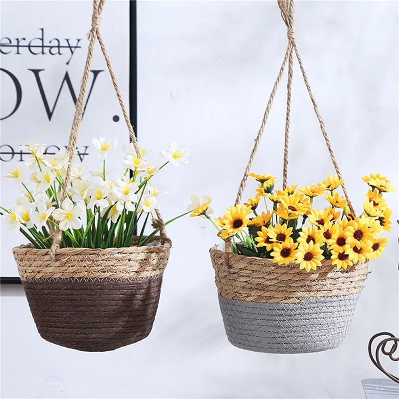 Handmade Jute Rope Macrame Hanging Planter – Boho Indoor/Outdoor Flower Pot Holder for Stylish Vertical Decor