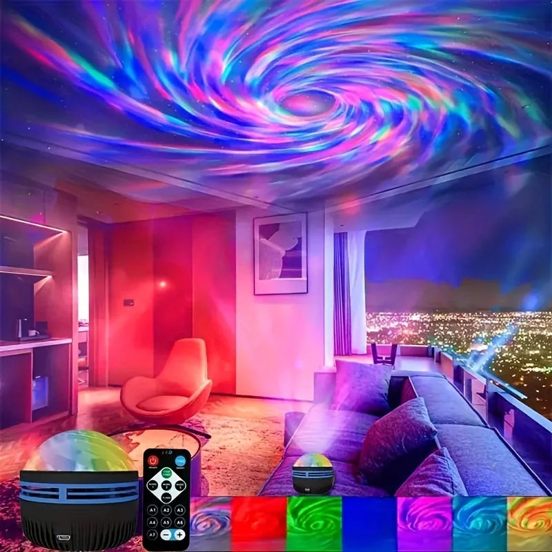 Starry Sky Galaxy Star Projector – LED Night Light with Remote, Sound-Activated & USB Charging, 7 Modes for Kids & Party Décor