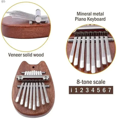 Mini Kalimba 8-Key Wooden Thumb Piano – Portable Finger Piano Musical Instrument, Exquisite Marimba Pendant Gift