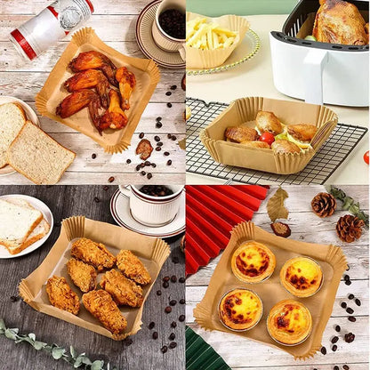 Air Fryer Disposable Paper Liners – Non-Stick Parchment Baking Sheets for Air Fryer, Microwave, Oven, Steamer