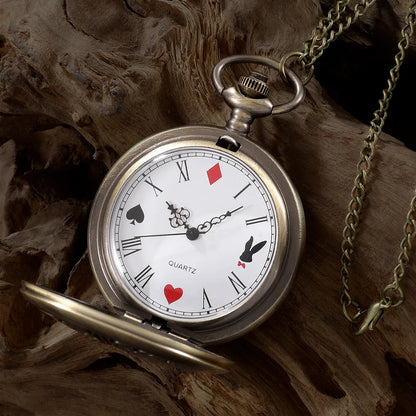 Vintage Bronze Pocket Watch™ – “WonderTime” Alice-Inspired Pocket Fob Necklace