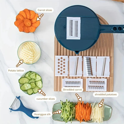 9 in 1 Vegetable Cutter – Multi-Functional Manual Potato Slicer, Shredder & Grater Kitchen Tool