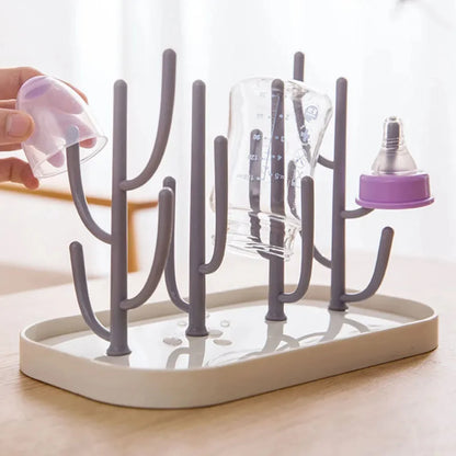 Dust-Free Baby Bottle Drying Rack with Cover – Folding Multifunctional Storage Box