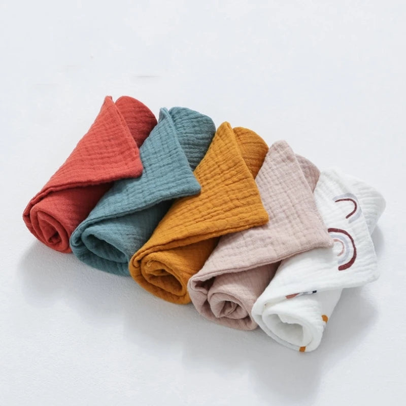 5 Pcs Baby Washcloths – Soft Cotton Muslin Face Towels & Infant Hand Wipes for Feeding & Bath
