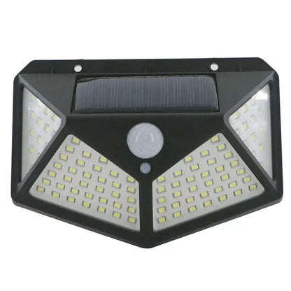 100-LED Waterproof Outdoor Solar Motion Sensor Wall Light – 270° Wide-Angle All-Sides Luminous Lamp for Garden, Stairs & Courtyard