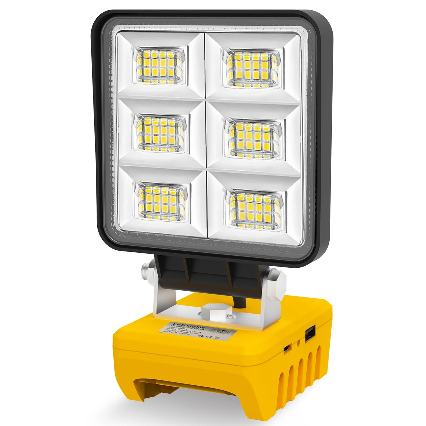 5200LM LED Work Light – Portable 48W Cordless Flood Light with Adjustable Base, Rechargeable Work Light Compatible with DeWalt