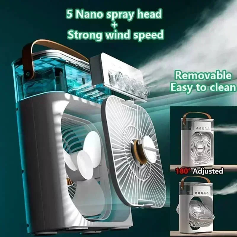 3 in 1 Portable Air Conditioner Fan – Mini Air Cooler, Humidifier & LED Night Light for Home or Office
