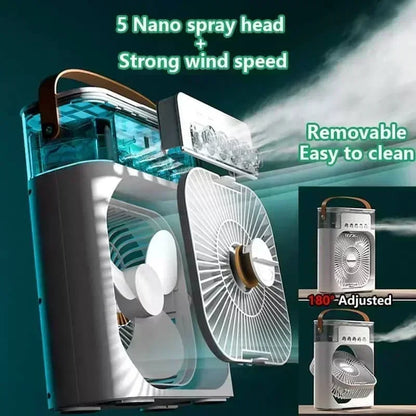 3 in 1 Portable Air Conditioner Fan – Mini Air Cooler, Humidifier & LED Night Light for Home or Office