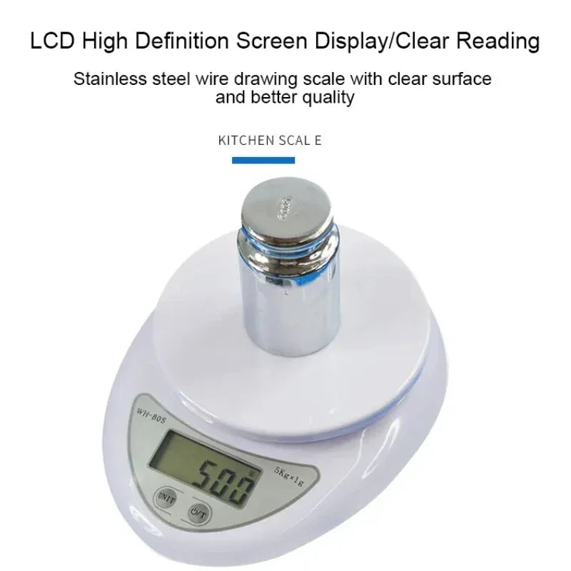 Digital Kitchen Scale 5KG/1G – Portable Electronic Food Scale with LCD Display for Cooking & Baking