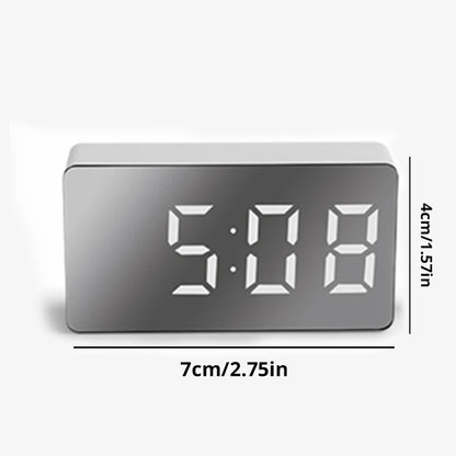 LED Mirror Alarm Clock – Digital USB Desktop Table Clock with Snooze, Night Light & Time Display, Modern Home Decor
