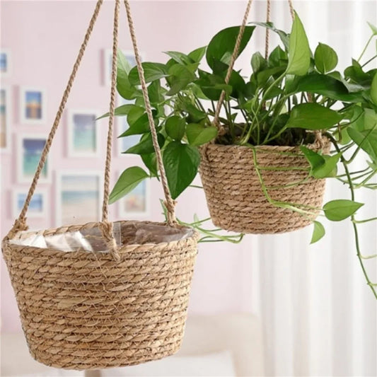 Handmade Jute Rope Macrame Hanging Planter – Boho Indoor/Outdoor Flower Pot Holder for Stylish Vertical Decor