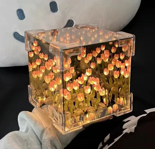 DIY Tulip Flower Cube Night Light Kit – Romantic 3D Tulip Material Package for Couples & Girlfriend Gift