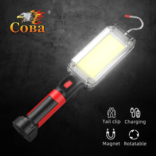 8000LM LED Work Light – COB Rechargeable Floodlight with Magnetic Base & Hook Clip, Portable Waterproof Work Lamp