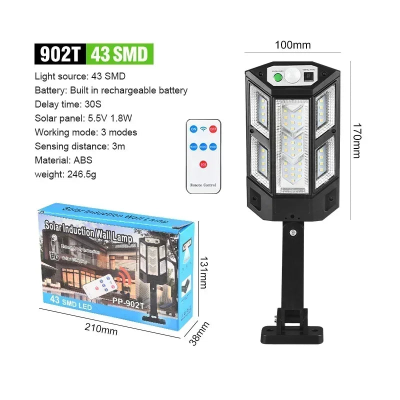 Powerful Rechargeable Solar Motion Sensor Wall Lamp – LED Outdoor Waterproof Light for Garden, Garage, Street & Courtyard