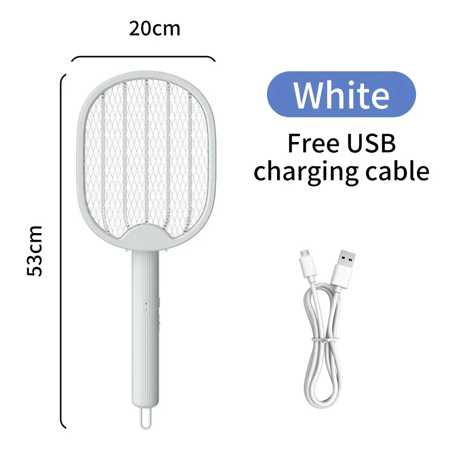 2 in 1 Electric Mosquito Swatter Lamp – USB Rechargeable Folding Insect Killer with Purple Light for Home & Dormitory