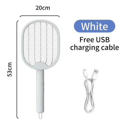 2 in 1 Electric Mosquito Swatter Lamp – USB Rechargeable Folding Insect Killer with Purple Light for Home & Dormitory