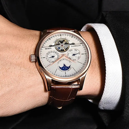 ChronoGuard™ Tourbillon Automatic Leather Strap Watch