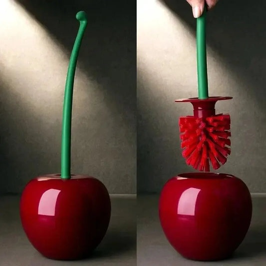 Cherry Toilet Brush Set – Creative Red Toilet Brush with Holder, Cute Bathroom Accessories for Lavatory Cleaning & Home Decor