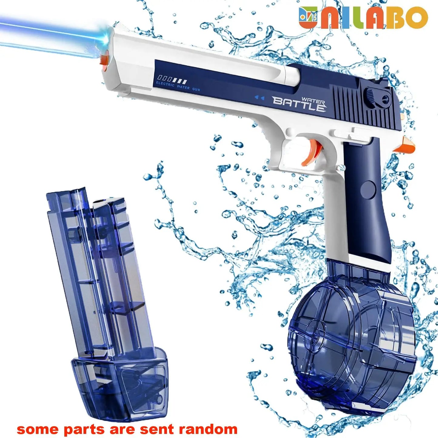 Unilabo M416 Electric Water Gun – Battery Powered Automatic Water Blaster with Bottle Attachment