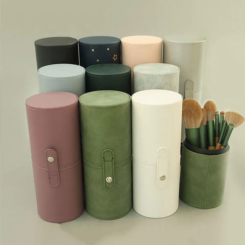 PU Leather Makeup Brush Cylinder