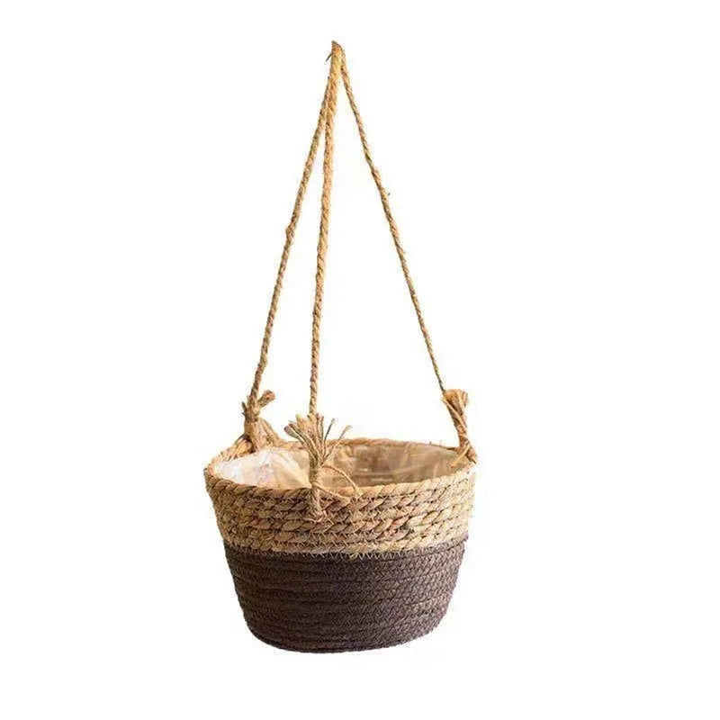Handmade Jute Rope Macrame Hanging Planter – Boho Indoor/Outdoor Flower Pot Holder for Stylish Vertical Decor