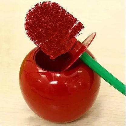 Cherry Toilet Brush Set – Creative Red Toilet Brush with Holder, Cute Bathroom Accessories for Lavatory Cleaning & Home Decor