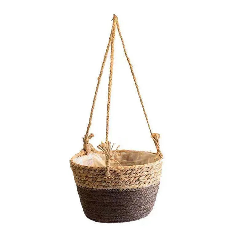 Handmade Jute Rope Macrame Hanging Planter – Boho Indoor/Outdoor Flower Pot Holder for Stylish Vertical Decor