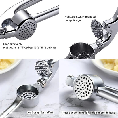 Stainless Steel Garlic Press – Heavy Duty Garlic Mincer & Crusher, Easy to Clean Kitchen Tool