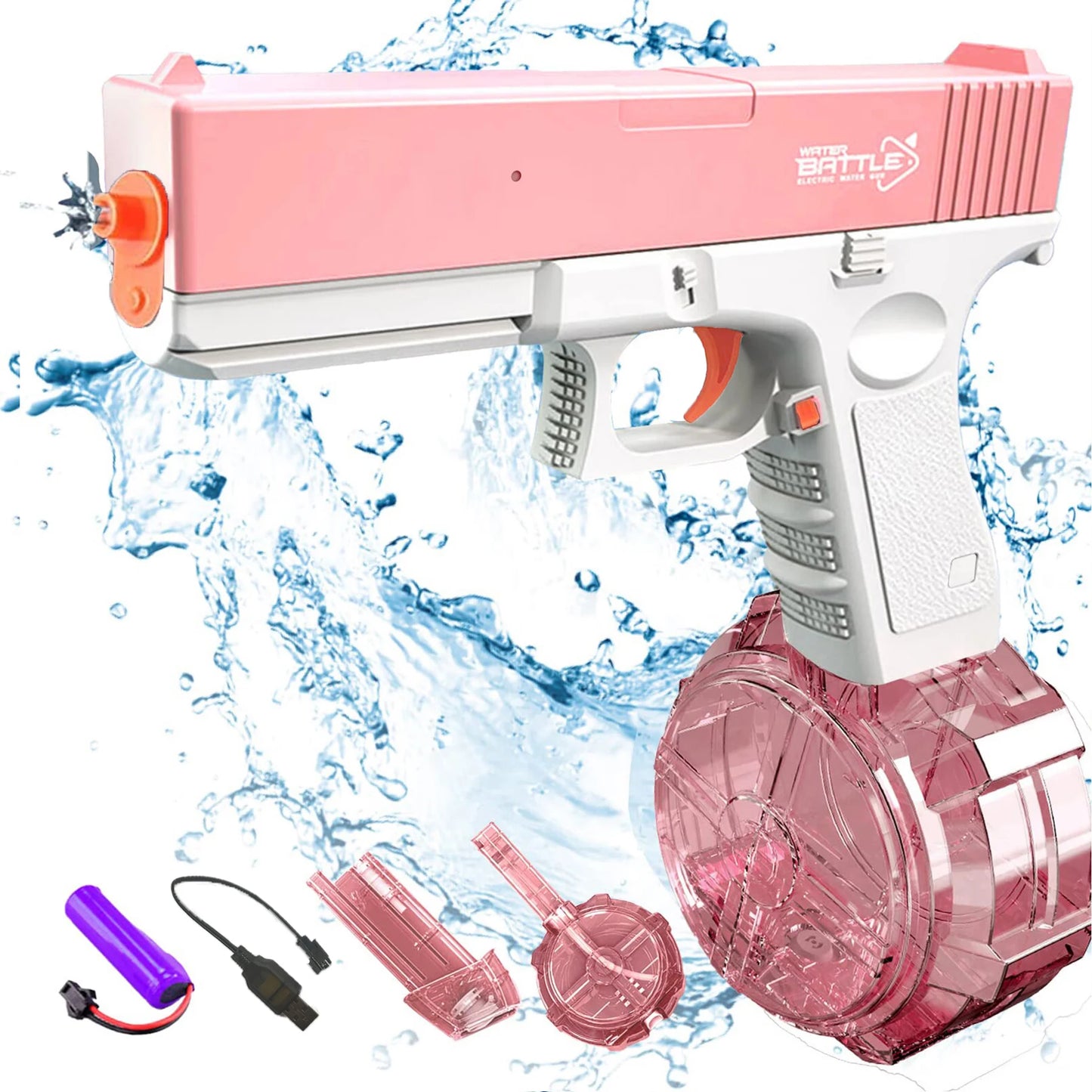 Unilabo M416 Electric Water Gun – Battery Powered Automatic Water Blaster with Bottle Attachment