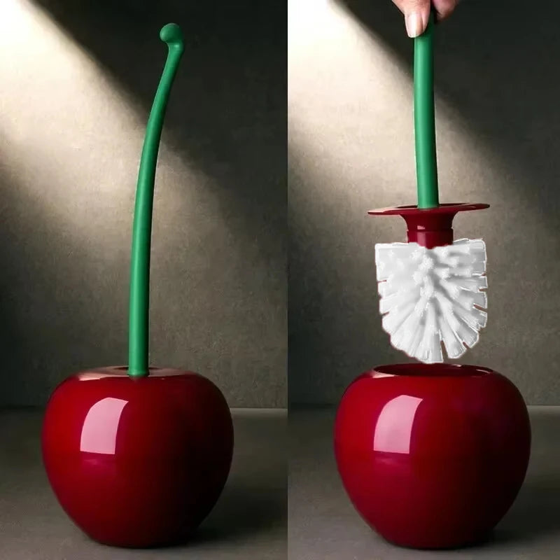 Cherry Toilet Brush Set – Creative Red Toilet Brush with Holder, Cute Bathroom Accessories for Lavatory Cleaning & Home Decor