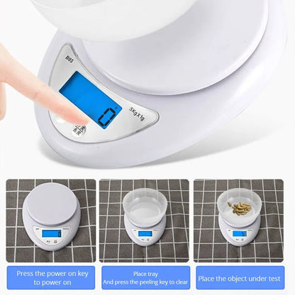 Digital Kitchen Scale 5KG/1G – Portable Electronic Food Scale with LCD Display for Cooking & Baking