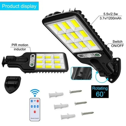 Powerful Rechargeable Solar Motion Sensor Wall Lamp – LED Outdoor Waterproof Light for Garden, Garage, Street & Courtyard